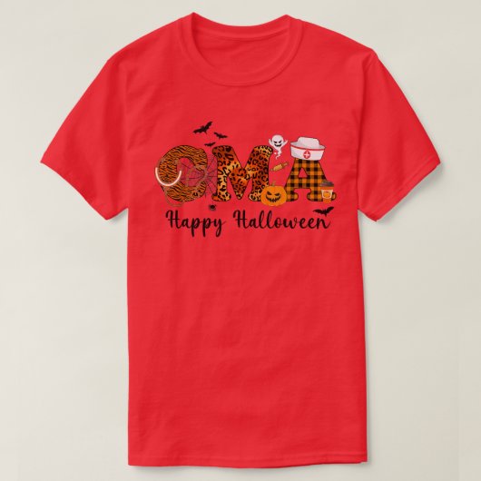 zERl Leopard CMA Nurse Happy Halloween Vibes Pumpk T-shirt (Design voorkant)