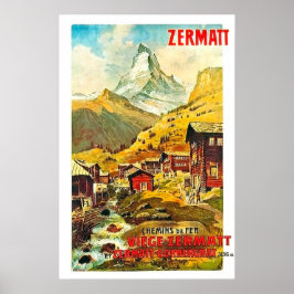 Zermat, bergtop, Zwitserland, zomer uitgave Poster