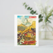 Zermat, bergtop, Zwitserland, zomer-vintage Briefkaart (Staand voorkant)