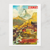 Zermat, bergtop, Zwitserland, zomer-vintage Briefkaart (Voorkant)