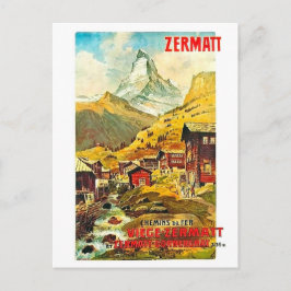 Zermat, bergtop, Zwitserland, zomer-vintage Briefkaart