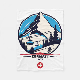 Zermatt 4478 - Skien op de Problemhorn  Fleece Deken