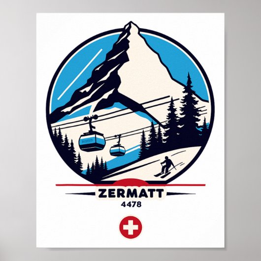 Zermatt 4478 - Skien op de Problemhorn Poster (Voorkant)