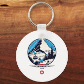 Zermatt 4478 - Skiën op de Problemhorn Sleutelhanger (Voorkant)