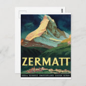 Zermatt, bergpiek, Zwitserland, , reizen Briefkaart (Voorkant / Achterkant)