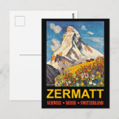 Zermatt, bergtop, Zwitserland vintage-reis Briefkaart (Voorkant / Achterkant)