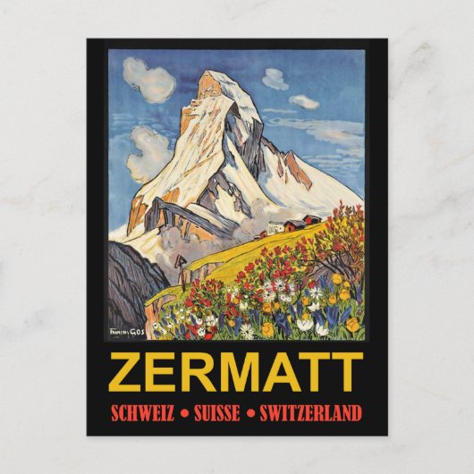 Zermatt, bergtop, Zwitserland vintage-reis Briefkaart (Voorkant)