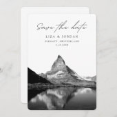 Zermatt Bewaar de datum Zwitserland Zwart & Wit Kaart (Voorkant / Achterkant)