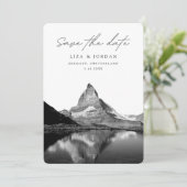 Zermatt Bewaar de datum Zwitserland Zwart & Wit Kaart (Staand voorkant)