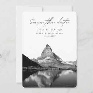 Zermatt Bewaar de datum Zwitserland Zwart & Wit Kaart