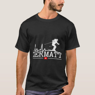 Zermatt Hartslag Alpineskiën Zwitserse Alpen Zwits T-shirt