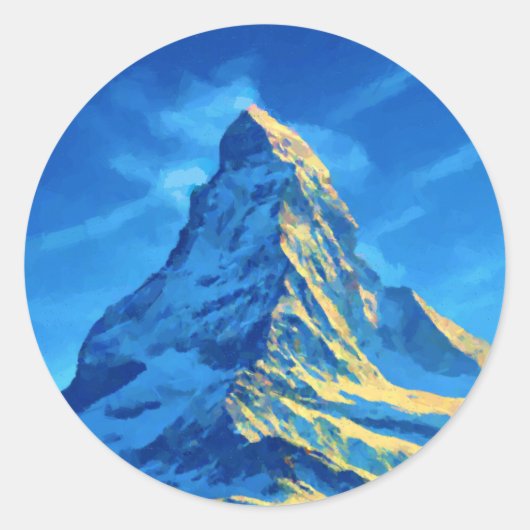 Zermatt Matterhorn Ronde Sticker (Voorkant)
