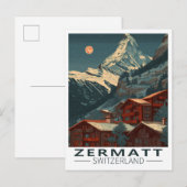 Zermatt Matterhorn Vintage Travel Briefkaart (Voorkant / Achterkant)