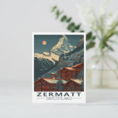 Zermatt Matterhorn Vintage Travel Briefkaart (Staand voorkant)