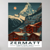 Zermatt Matterhorn Vintage Travel Poster (Voorkant)