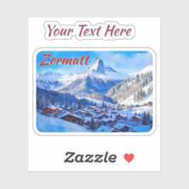 Zermatt Matterhorn Zwitserland Alpen Waterverf Sticker