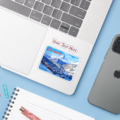 Zermatt Matterhorn Zwitserland Alpen Waterverf Sticker (Laptop met iPhone)
