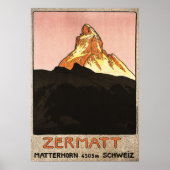 ZERMATT Matterhorn Zwitserland Ski Hiking Feestdag Poster (Voorkant)