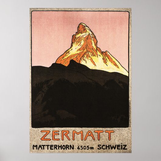 ZERMATT Matterhorn Zwitserland Ski Hiking Feestdag Poster (Voorkant)