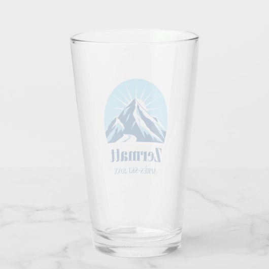 Zermatt Matterhorn Zwitserland ski souvenir Glas (Achterkant)