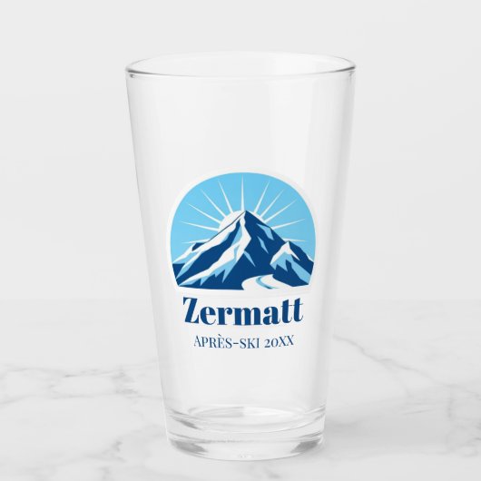 Zermatt Matterhorn Zwitserland ski souvenir Glas (Voorkant)