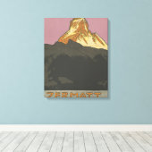 Zermatt Matterhorn Zwitserland Skiing Canvas Afdruk (Insitu (Houten vloer))