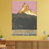 Zermatt Matterhorn Zwitserland Skiing Canvas Afdruk (Insitu (Woonkamer))