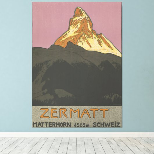 Zermatt Matterhorn  Zwitserland Skiing Canvas Afdruk (Insitu (Houten vloer))