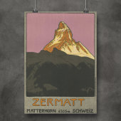 Zermatt Matterhorn  Zwitserland Skiing Poster