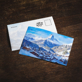 Zermatt Matterhorn Zwitserland Waterverf Briefkaar Kaart