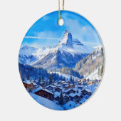 Zermatt Matterhorn Zwitserland Waterverf Keramisch Ornament (Links)