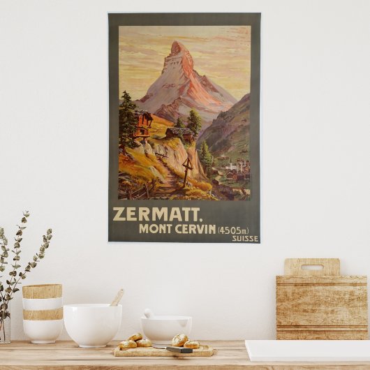 Zermatt, Mont Cervin, Zwitserland,Ski Poster (Keuken)