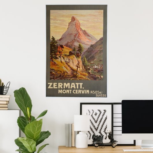 Zermatt, Mont Cervin, Zwitserland,Ski Poster (Thuiskantoor)