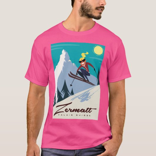 Zermatt Ski Poster T-shirt (Voorkant)