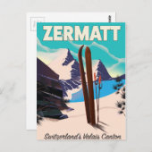 Zermatt Ski vacation poster Briefkaart (Voorkant / Achterkant)