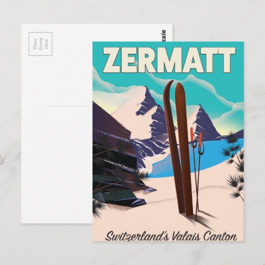 Zermatt Ski vacation poster Briefkaart (Voorkant / Achterkant)