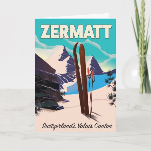 Zermatt Ski vacation poster Feestdagen Kaart (Voorkant)