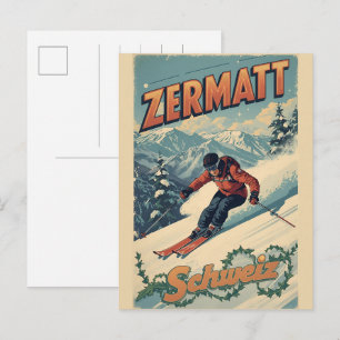ZERMATT skioord Zwitserland natuur cadeaus Briefkaart