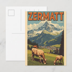 ZERMATT skioord Zwitserland natuur cadeaus Briefkaart