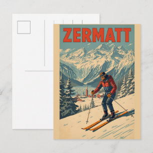ZERMATT skivakantie Zwitserland natuur cadeaus Briefkaart