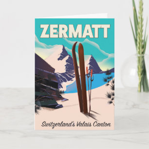 Zermatt Skivakantieposter Feestdagen Kaart