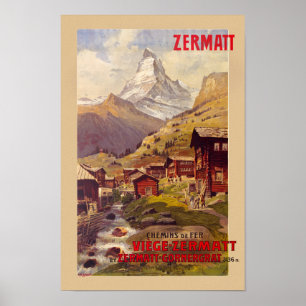 Zermatt Swiss Vintage Poster 1900