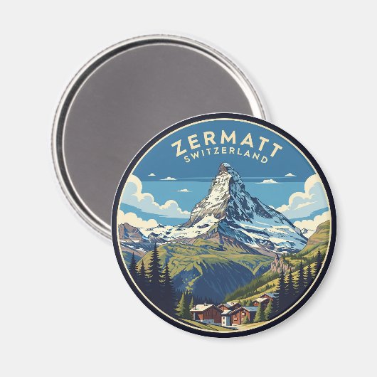 Zermatt Switzerland Matterhorn Magneet (Voorkant / Achterkant)