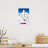 Zermatt Swizwitserse skitrein Poster (Keuken)