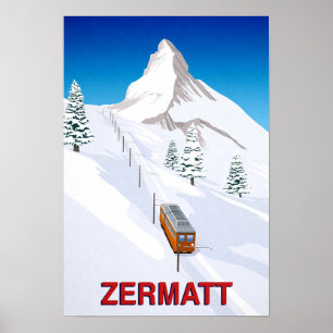 Zermatt Swizwitserse skitrein Poster