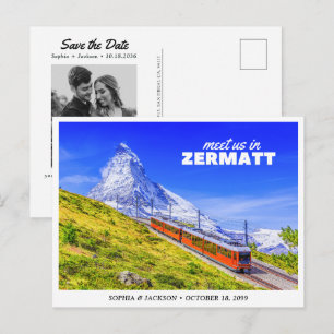 Zermatt Trouw Save the Date Zwitserland Retro Briefkaart