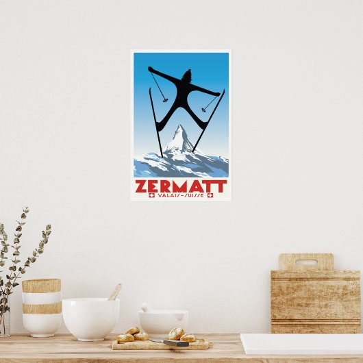 Zermatt,Valais,Suisse,Ski Poster (Keuken)