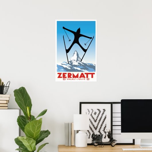 Zermatt,Valais,Suisse,Ski Poster (Thuiskantoor)