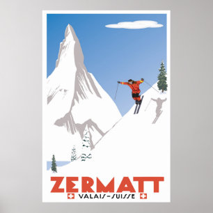 Zermatt, Valais, Zwitserland, Ski Poster