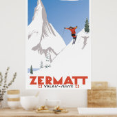 Zermatt, Valais, Zwitserland, Ski Poster (Keuken)